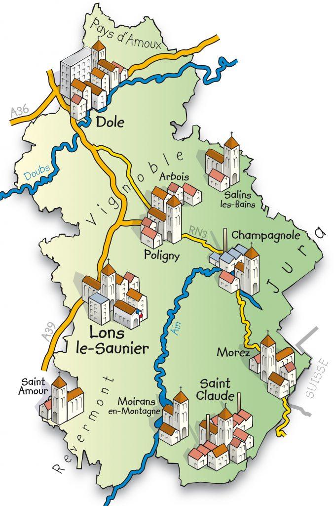 Carte du Jura par Jura Location Sono